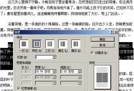 word2003怎么对文档进行分栏