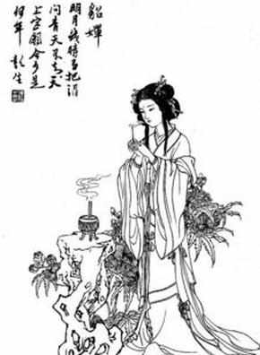 古代美女手绘铅笔画带字图