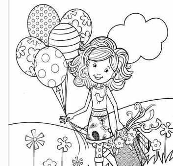 拿气球的小女孩简笔画图片