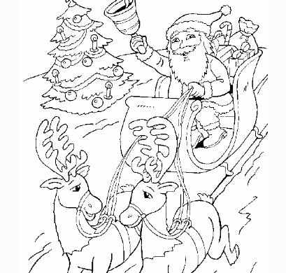圣诞老人和鹿的简笔画图片