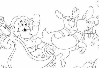 圣诞老人与麋鹿简笔画的图片