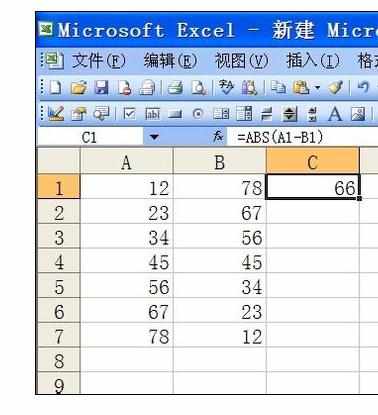 excel中使用ABS函数计算绝对值函数的方法