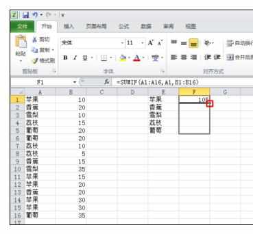 Excel中表格统计同类型数据数量的操作方法