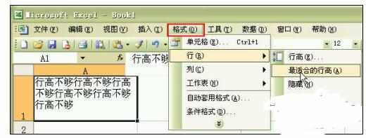 excel2007怎样最合适行高和列宽