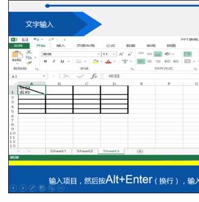 Excel表格中进行斜线里打字的操作方法