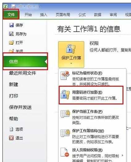 Excel2010中选择设置加密的操作方法