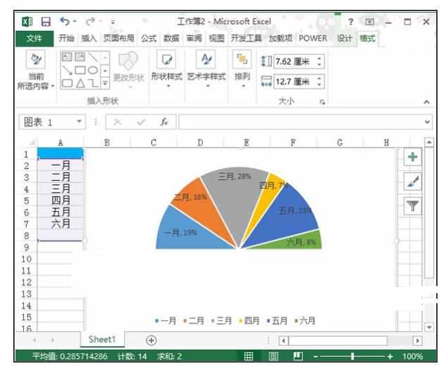 Excel2013中进行图表制作半圆饼图的操作方法