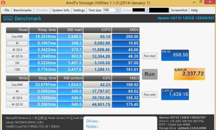 SSD硬盘128G和256G性能分析