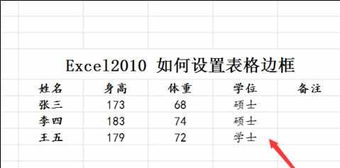 Excel中2010进行设置表格边框的操作方法