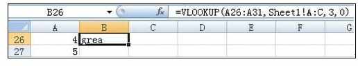 Excel中2007版进行Vlookup函数的操作使用