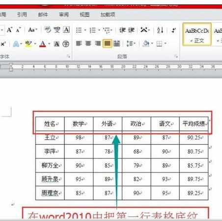 Word12010中进行表格底纹的操作技巧