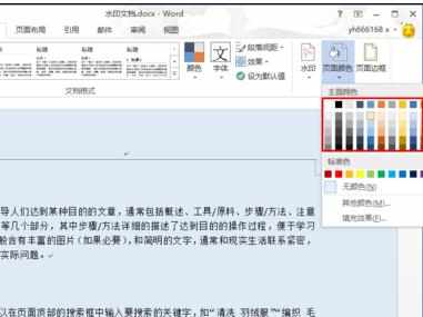 Word中文档添加自定义背景颜色的操作技巧