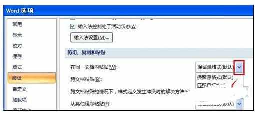 Word中2007版默认设置粘贴无格式文本的操作技巧