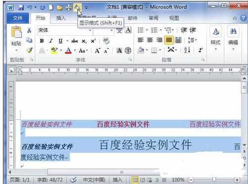 Word中2010版进行显示当前文档设置的所有格式