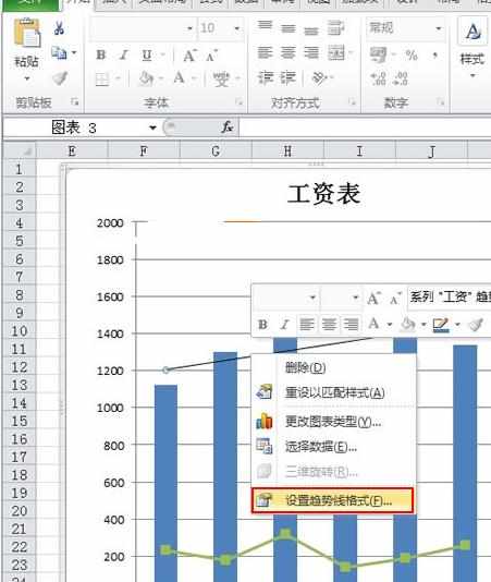Excel中进行更改图表趋势线样式的方法