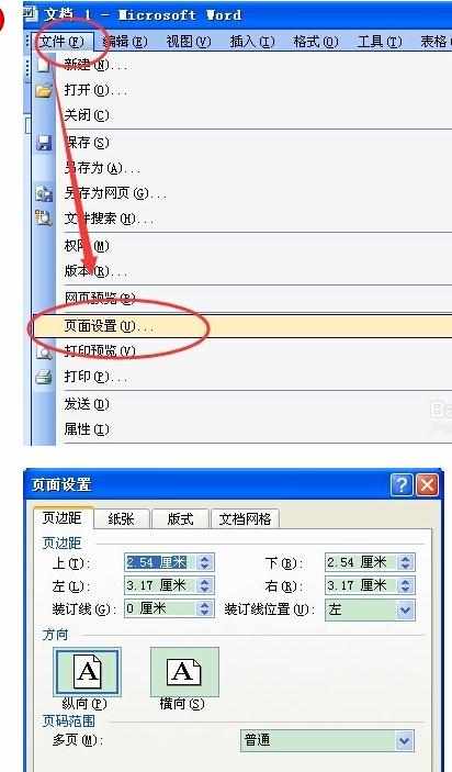 word2003怎样将页面设置横向纵向