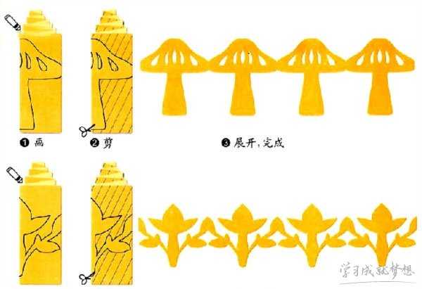 简易四方连续剪纸剪法图解教程