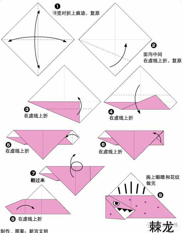 儿童折纸棘龙教程图解