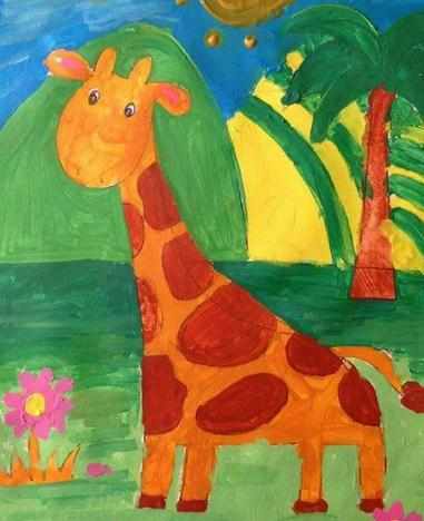 幼儿园动物画长颈鹿