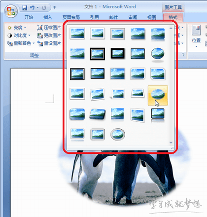  PowerPoint2007中添加边框或阴影来改进图像或形状的外观的方法