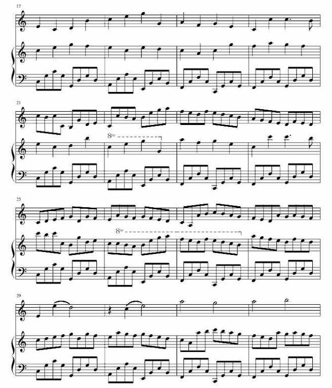 c大调卡农小提琴和钢琴协奏曲谱